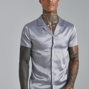 Men's Gray Satin Shirt